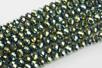 12mm Crystal Rondelle -2 or 5 or 10 STRANDS- Green Metallic