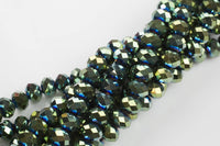 12mm Crystal Rondelle -2 or 5 or 10 STRANDS- Green Metallic