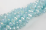 12mm Crystal Rondelle -2 or 5 or 10 STRANDS- Light Blue Chalcedony
