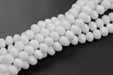 12mm Crystal Rondelle -2 or 5 or 10 STRANDS- White Jade