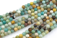 Natural AMAZONITE Beads faceted round sizes. 4mm, 6mm, 8mm, 10mm, 12mm, 14mm-Full Strand 15.5 inch Strand Gemstone Beads