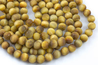 Natural Golden Tiger's Eye Tiger Eye Matte Round Beads High Quality, Full Strand 6mm, 8mm, 10mm, or 14mm Beads AAA Quality AAA Quality