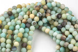 AMAZONITE Beads MATTE/MATT Best Quality Round sizes 4mm, 6mm, 8mm, 10mm, 12mm, 14mm- Full Strand- 15.5 Inches- Matte Finish - Full Strand