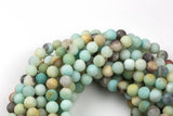 AMAZONITE Beads MATTE/MATT Best Quality Round sizes 4mm, 6mm, 8mm, 10mm, 12mm, 14mm- Full Strand- 15.5 Inches- Matte Finish - Full Strand