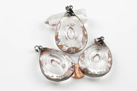 Teardrop Clear Crystal Wrapped In Gunmetal Pendants- Large Size 36*56mm