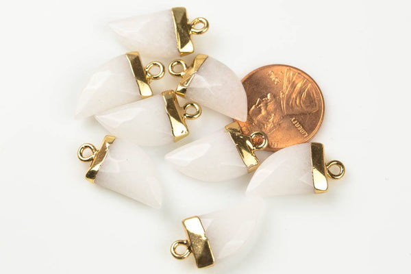 White Jade Pendant with Electroplated Gold Cap- Horn, Teeth, Tooth