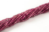 Ruby Beads Full Strands-15.5 inches 3-3.5mm- Nice Size Hole- Diamond Cutting, High Facets- Nice and Sparkly- Faceted Round