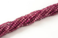 Ruby Beads Full Strands-15.5 inches 2-3mm- Nice Size Hole- Diamond Cutting, High Facets- Nice and Sparkly- Faceted Round