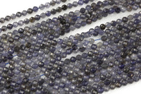 Natural Iolite Quartz Beads Full Strands-15.5 inches-3mm- Nice Size Hole- Diamond Cutting, High Facets-Nice and Sparkly-Faceted Round