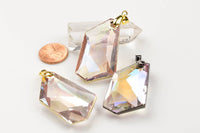 Champagne Crystal Wrapped Trapezoid In Gold and Gunmetal Pendants- 45*25