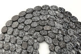 Natural SnowFlake Obsidian- Flat Oval Beads-10x14mm- 28 Pieces- Special Shape- Full Strand- 16 Inches Gemstone Beads