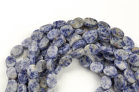 Natural Sodalite- Flat Oval Beads-10x14mm- 28 Pieces- Special Shape- Full Strand- 16 Inches Gemstone Beads