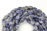 Natural Sodalite- Flat Oval Beads-10x14mm- 28 Pieces- Special Shape- Full Strand- 16 Inches Gemstone Beads