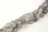 Natural Cloudy Quartz- Flat Oval Beads-10x14mm- 28 Pieces- Special Shape- Full Strand- 16 Inches Gemstone Beads