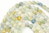 Natural aquamarine Puffy Coin beads in full strands- 12mm Gemstone Beads