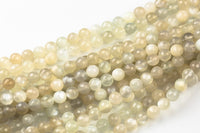 Natural Rainbow Moonstone Milky cream with Fire Round Facette AAA Quality Gemstone Beads