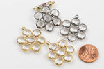 Flower Hydro Clear Quartz Bezel- 24mm- Gold or Gunmetal