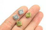 14 Diamond PEWTER BEADS 10x11mm- 74-10605