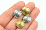 6 Puffy Coin PEWTER BEADS 17mm- 99-8193