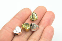 7 Heart PEWTER BEADS 10mm- Large Hole- 91-10960
