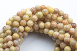 Natural Yellow Moonstone Round Beads. A Quality Full 15.5 Inch Strand- 6mm, 8mm, 10mm, 12mm AAA Quality Smooth Gemstone Beads