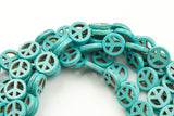 Natural Turquoise Peace Sign 3 Sizes- Full 15 Inch Strand Gemstone Beads