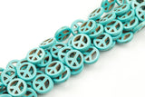 Natural Turquoise Peace Sign 3 Sizes- Full 15 Inch Strand Gemstone Beads