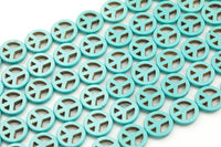 Natural Turquoise Peace Sign 3 Sizes- Full 15 Inch Strand Gemstone Beads