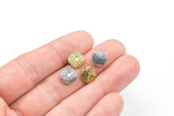 11 Square PEWTER BEADS 10mm- 109-9933