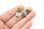 10 Flower PEWTER BEADS 13mm- 114-10700