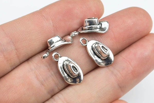 25 Cowboy Hat Western Metal Charms 8x17mm 180 / 188 -12589