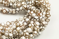 Dzi Beads Faceted Round Beads. A Quality Full Strand 8mm, 10mm, 12mm -Full Strand 15.5 inch Strand