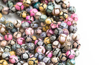 Natural Dzi Multi ColorBeads Faceted Round Beads. A Quality Full Strand 8mm, 10mm, 12mm -Full Strand 15.5 inch Strand Gemstone Beads