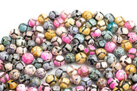 Natural Dzi Multi ColorBeads Faceted Round Beads. A Quality Full Strand 8mm, 10mm, 12mm -Full Strand 15.5 inch Strand Gemstone Beads