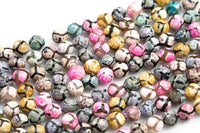 Natural Dzi Multi ColorBeads Faceted Round Beads. A Quality Full Strand 8mm, 10mm, 12mm -Full Strand 15.5 inch Strand Gemstone Beads