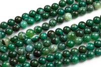 Green Banded Agate- High Quality in Smooth Round- 4mm, 6mm, 8mm, 10mm, 12mm