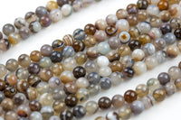 Natural Banded Agate- High Quality in Round- 4mm, 6mm, 8mm, 10mm, 12mm- Top Quality Smooth Gemstone Beads