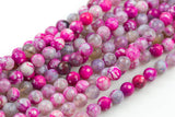 Fusia Fire Agate, High Quality in Faceted Round, 8mm, 10mm, 12mm- Full strand- 15.5 inches Long