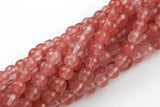 Natural Cherry Quartz, High Quality in Faceted Round-6mm, 8mm, 10mm, 12mm- Wholesale Bulk or Single Strand! AAA Quality Gemstone Beads