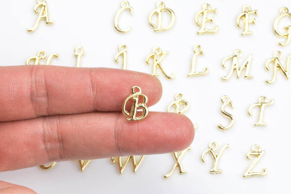 Letters Charms Alphabet Charms Gold - Approx 10x15mm / Half Inch