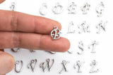 Silver / White Gold Letters Alphabet Charms - Approx 10x15mm / Half Inch