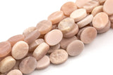 Natural Matte Pink Moonstone- Flat Oval Beads-12x16mm- 24 Pieces- Special Shape- Full Strand- 16 Inches Gemstone Beads