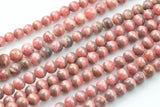 Natural NATURAL Rhodochrosite round beads in full strands. 4.5mm, 5mm, 5.5mm, 6mm, 7mm, 9mm, 10mm, 10.5mm- 8 Inch strand- No Dye Smooth