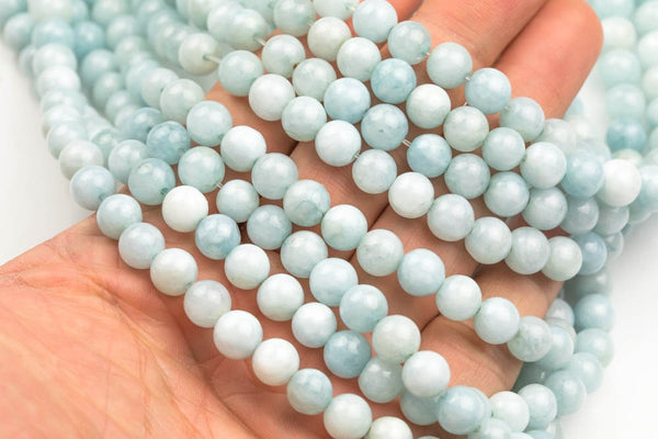 Light Aquamarine-JADE Smooth Round- 6mm 8mm 10mm 12mm-Full Strand 15.5 inch Strand AAA Quality