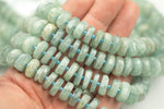 Natural Aquamarine Beads. High Quality 12mm and 14mm Large Hand Faceted Roundel 16" strand AAA Quality Gemstone Beads