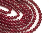 Maroon-JADE Smooth Round- 6mm 8mm 10mm 12mm-Full Strand 15.5 inch Strand