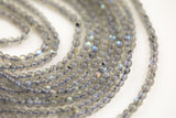 Natural Labradorite Round- Small Size- A quality -Full Strand 15.5 inch Strand-3mm and 4mm- High Quality Smooth Gemstone Beads