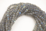 Natural Labradorite Round- Small Size- A quality -Full Strand 15.5 inch Strand-3mm and 4mm- High Quality Smooth Gemstone Beads