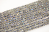 Natural Labradorite Round- Small Size- A quality -Full Strand 15.5 inch Strand-3mm and 4mm- High Quality Smooth Gemstone Beads