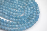 Natural AA Quality Aquamarine round beads in full strands. 8mm and 10mm AAA Quality Smooth Gemstone Beads